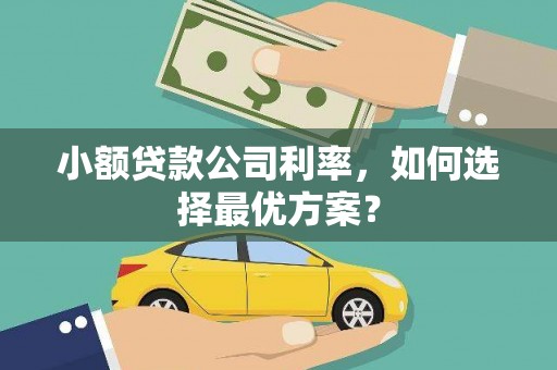 新沂小额贷款公司利率，如何选择最优方案？