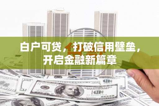 新沂白户可贷，打破信用壁垒，开启金融新篇章