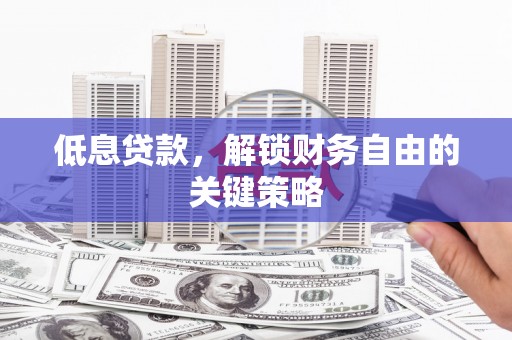 新沂低息贷款，解锁财务自由的关键策略