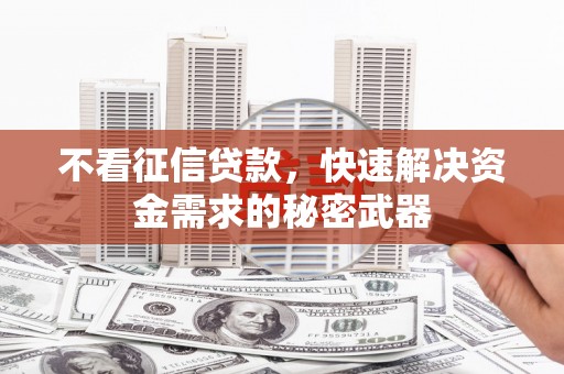新沂不看征信贷款，快速解决资金需求的秘密武器