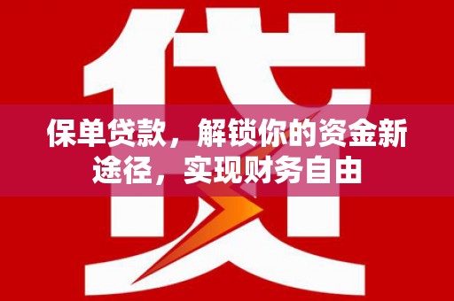 新沂保单贷款，解锁你的资金新途径，实现财务自由