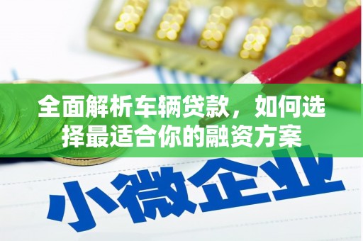 新沂全面解析车辆贷款，如何选择最适合你的融资方案