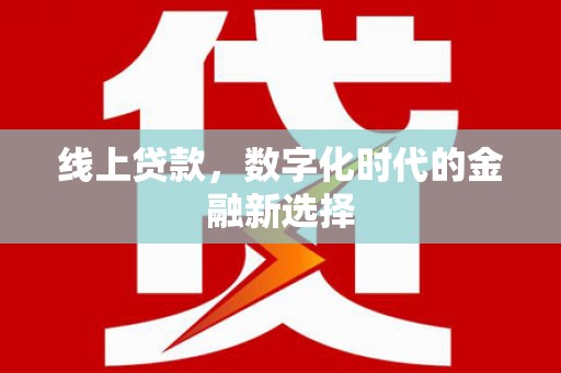 新沂线上贷款，数字化时代的金融新选择